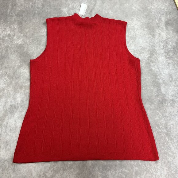 Ming Wang Sleeveless Red Knit Top Size L Rayon/Polyester Blend - Picture 4 of 9